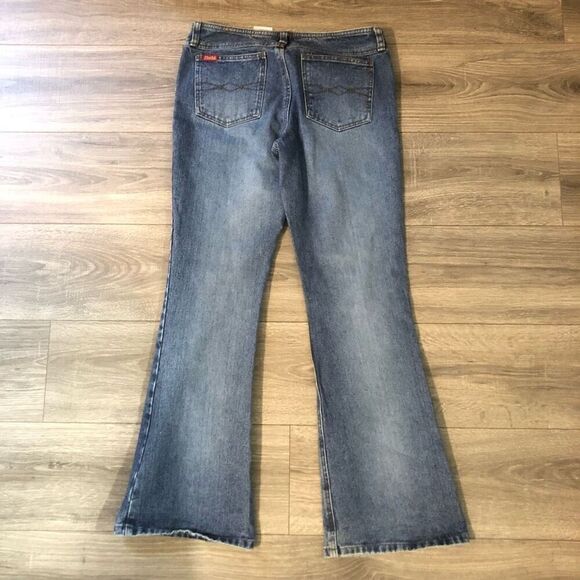 y2k mudd flare jeans low rise medium wash size 9 100% cotton 30.5 inseam - Picture 2 of 11